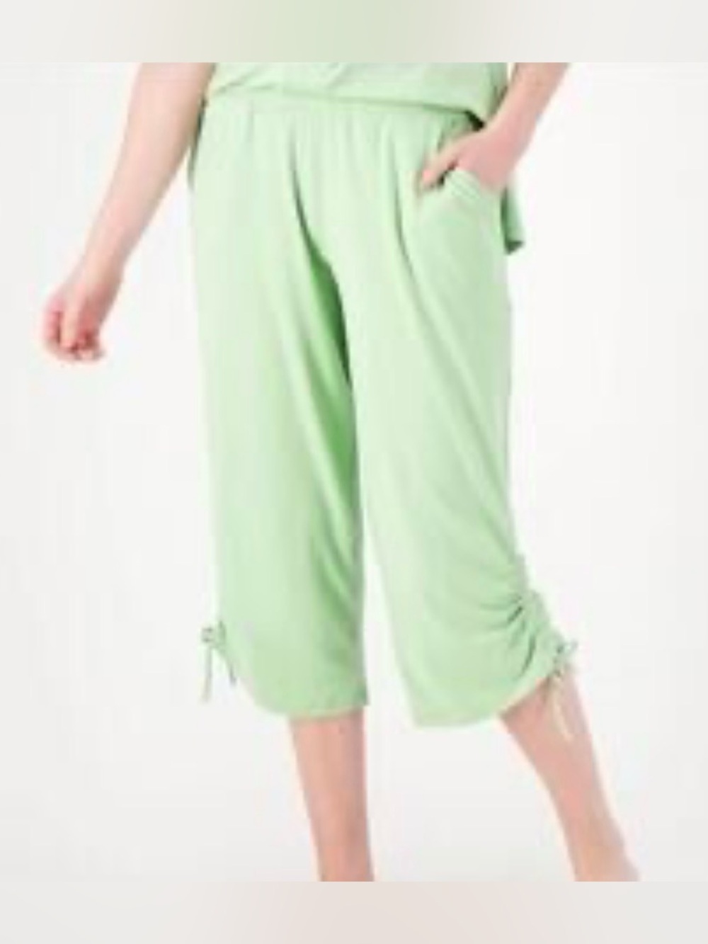 Cuddl Duds Quiet Green Ruched Hem Wide Leg Lounge Pants NWT Size Small